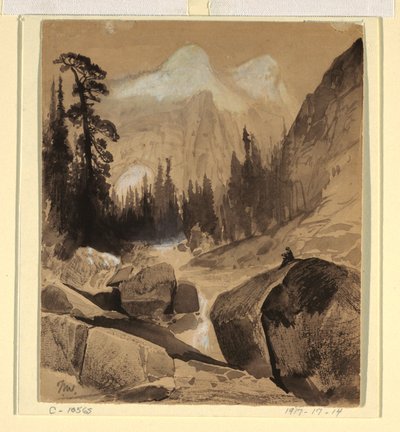 Zeichnung, Der Norddom, Yosemite, Kalifornien, 1872 von Thomas Moran