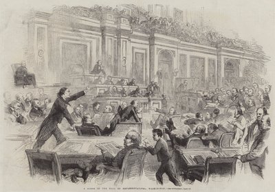 Eine Szene in der Halle der Repräsentanten, Washington von Thomas Nast