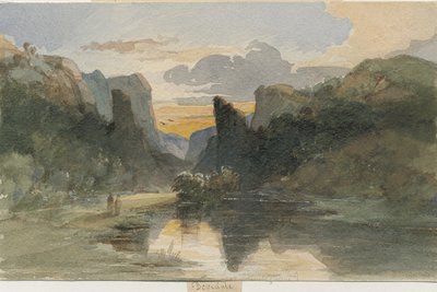 Dovedale - Landschaft: Aquarellmalerei von Thomas Peploe Wood