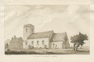 Ellenhall Kirche (Sepia-Zeichnung) von Thomas Peploe Wood