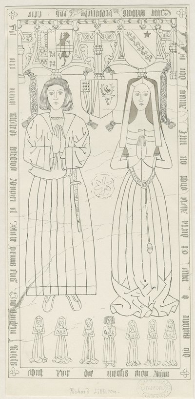 Penkridge Kirche - Grab von Richard Littleton: Feder- und Tintenzeichnung, undatiert [1842-1845] von Thomas Peploe Wood