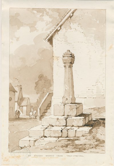 Talke - Alter Marktkreuz: Sepiazeichnung von Thomas Peploe Wood