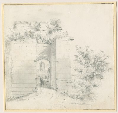 Tutbury Schloss - Eingangstor: Bleistiftzeichnung, undatiert [?19. Jahrhundert] von Thomas Peploe Wood