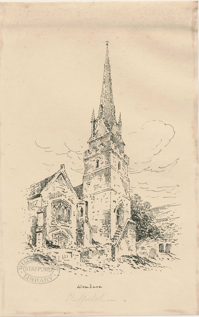 Wombourne Kirche: Zinkographie, nd [Mitte 19. Jh.] von Thomas Peploe Wood