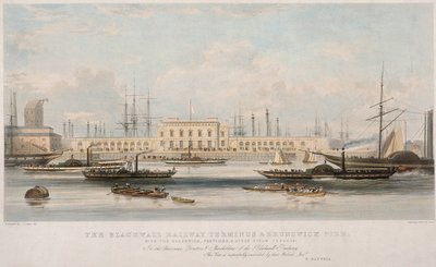 Der Blackwall Railway Terminus und Brunswick Pier, Blackwall, Poplar, London, ca. 1840 von Thomas Picken