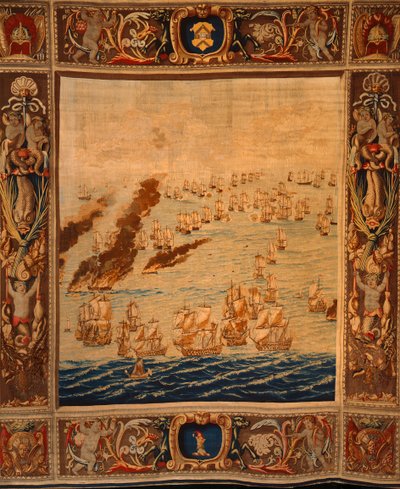 Mortlake-Wandteppich: Feuerschiffe im Einsatz (ca. 1685) von Thomas Poyntz