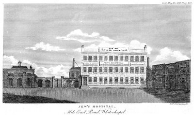 Judenkrankenhaus, Mile End Road, Whitechapel, London, spätes 18. oder frühes 19. Jahrhundert von Thomas Prattent