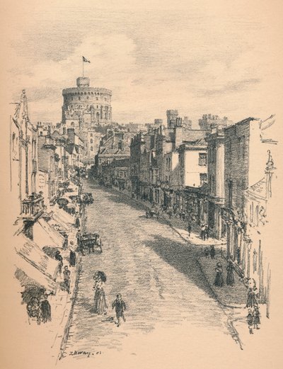 Großer Turm von Windsor Castle von der Peascod Street, 1902 von Thomas Robert Way