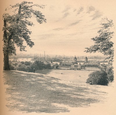 Greenwich Palace vom Observatoriumshügel, 1902 von Thomas Robert Way