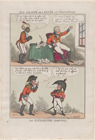 Alles aus Liebe oder eine Szene in Weymouth, ein unerwartetes Treffen, 26. Februar 1809 von Thomas Rowlandson
