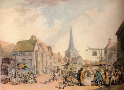 Eine alte englische Dorfszene, 18. Jahrhundert von Thomas Rowlandson
