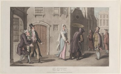 In Avignon, erster Blick auf Clara, aus Journal of Sentimental Travels, 1. Dezember 1817 von Thomas Rowlandson