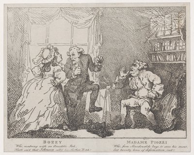 Bozzy und Madame Piozzi Frontispiz, Bozzy und Piozzi von Peter Pindar, 1780-86 von Thomas Rowlandson