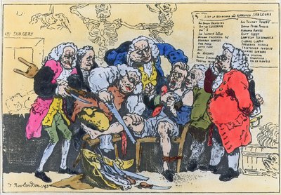 Karikatur von georgischen Chirurgen bei der Arbeit von Thomas Rowlandson