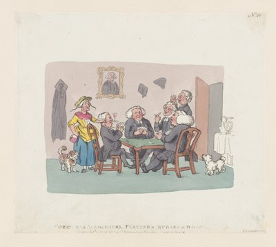 Weihnachtsakademiker spielen Whist von Thomas Rowlandson