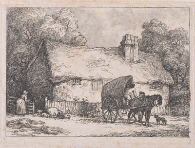Hütte mit Wagen und Schweinen, 1783-1789 von Thomas Rowlandson