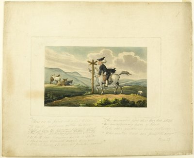 Doktor Syntax verliert seinen Weg, aus Die Reise von Doktor Syntax von Thomas Rowlandson