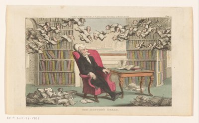 Doktor Syntax schlafend in einer Bibliothek von Thomas Rowlandson