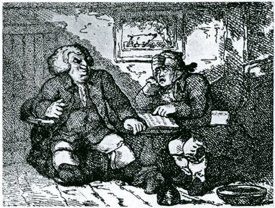 Dr. Johnson und James Boswell erholen sich von einem Kater nach einer Nacht in der Stadt von Thomas Rowlandson