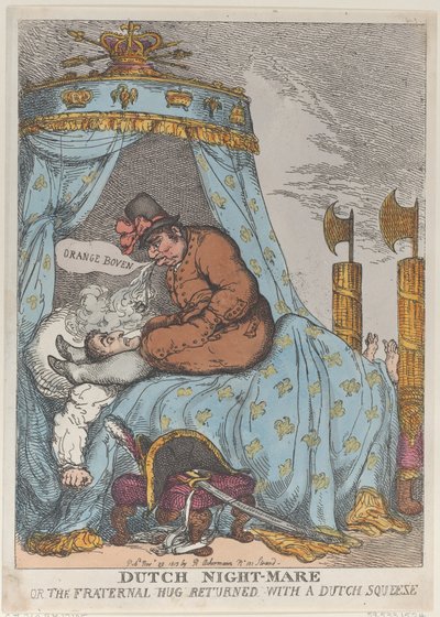 Niederländischer Albtraum oder die brüderliche Umarmung mit einem niederländischen Druck von Thomas Rowlandson