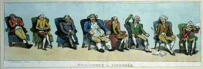 "Engländer im November", veröffentlicht von S.W. Fores von Thomas Rowlandson