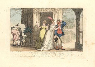 Modische Frau sendet eine mündliche Nachricht über einen Narren von Thomas Rowlandson