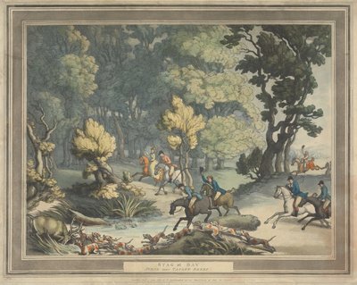 Fuchsjagd [Satz von vier]: 2. Hirsch in der Enge. Szene in der Nähe von Taplow Berks von Thomas Rowlandson