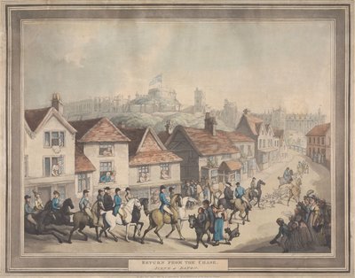 Fuchsjagd [Satz von vier]: 4. Rückkehr von der Jagd. Szene in Eaton von Thomas Rowlandson
