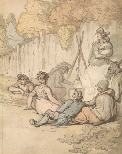 Zigeuner beim Kochen am offenen Feuer von Thomas Rowlandson