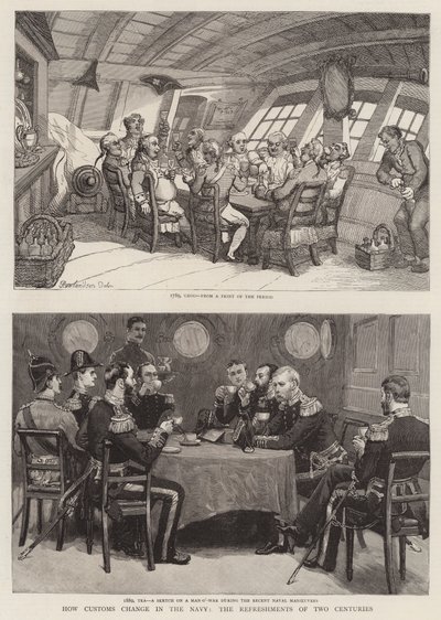 Wie sich die Bräuche in der Marine ändern, die Erfrischungen von zwei Jahrhunderten von Thomas Rowlandson
