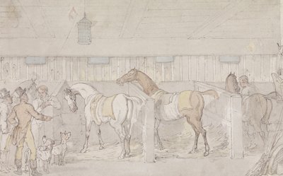 Innenansicht eines Stalls von Thomas Rowlandson