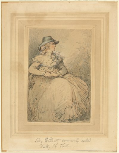 Lady Elliott, allgemein bekannt als Dolly The Tall, 1775-1827 von Thomas Rowlandson