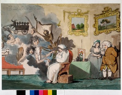 Geisteskrankheit und Visionen: das Hypochondrium - Zeichnung von Rowlandson von Thomas Rowlandson