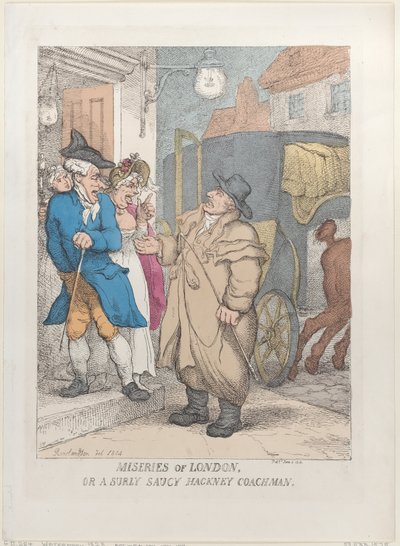 Elend von London, oder ein mürrischer frecher Kutscher von Thomas Rowlandson