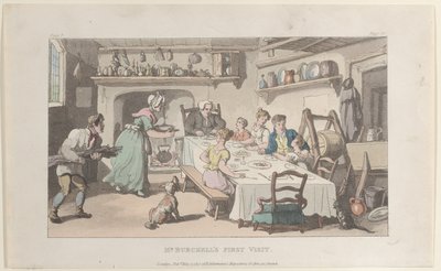 Mr. Burchells erster Besuch, aus Der Pfarrer von Wakefield, 1. Mai 1817 von Thomas Rowlandson