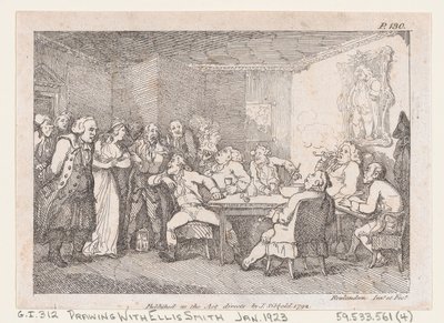 Pfarrer Adams und Fanny werden als Schuldige vor dem Landrichter verhört, aus Die Abenteuer..., 1792 von Thomas Rowlandson