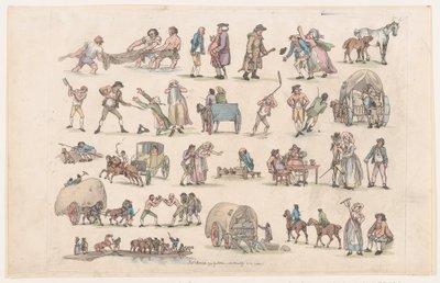 Platte 4, Umrisse von Figuren, Landschaften und Vieh... für den Gebrauch von Lernenden, 8. März 1790 von Thomas Rowlandson
