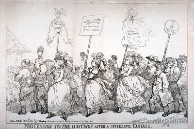 Prozession zu den Wahlurnen nach einer erfolgreichen Wahlkampagne, Nr. 14, 1784 von Thomas Rowlandson