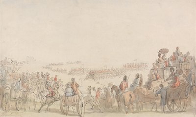 Überprüfung der leichten Kavallerie-Freiwilligen auf Wimbledon Common von Thomas Rowlandson
