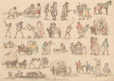 Satz von sechzehn: Umrisse von Figuren und Landschaften von Thomas Rowlandson