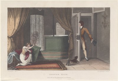 Duschbad, aus Poetische Skizzen von Scarborough, 1813 von Thomas Rowlandson