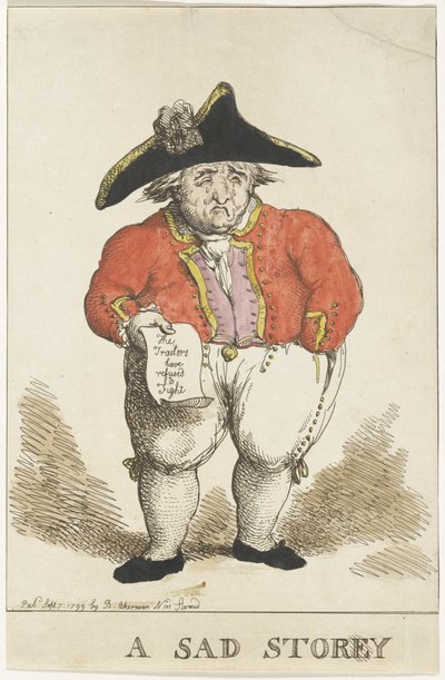 Karikatur auf den Bataafse Schout-bij-nacht Samuel Story, 1799 von Thomas Rowlandson