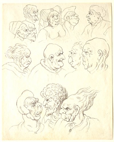 Studien von grotesken Köpfen von Thomas Rowlandson