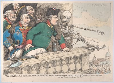 Der Korsikaner und seine Bluthunde am Fenster der Thuilleries, die über P..., 16. April 1815 von Thomas Rowlandson