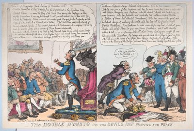 Der doppelte Humbug oder der Teufelsbube betet für Frieden, 1. Januar 1814 von Thomas Rowlandson