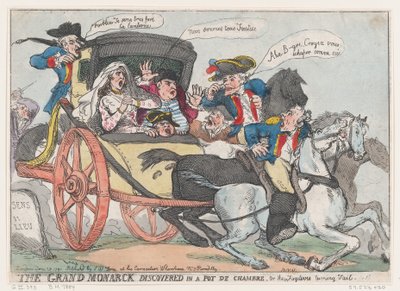 Der große Monarch entdeckt in einem Nachttopf, oder Die Flüchtlinge drehen sich um... von Thomas Rowlandson