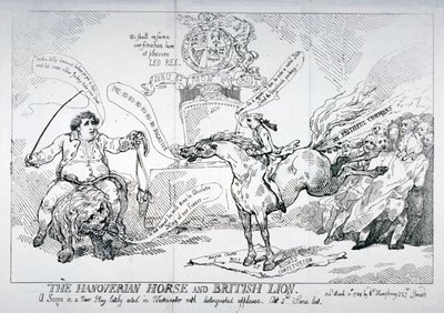 Das Hannoveraner Pferd und der britische Löwe, 1784 von Thomas Rowlandson