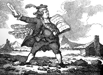 Der Journalist mit Blick auf Auchinleck oder Das Land der Steine, ca. 1786 von Thomas Rowlandson