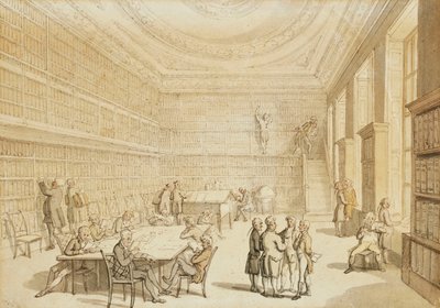 Die Bibliothek der Royal Institution, Albemarle Street von Thomas Rowlandson