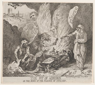 Die Grube von Acheron oder Die Geburt der Plagen Englands, 28. Januar 1784 von Thomas Rowlandson